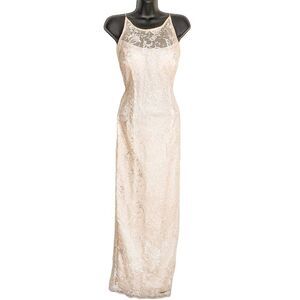 Vintage 90s Gunne Sax Scott McClintock Off White Cream Beaded Bridal Dress Sz 4